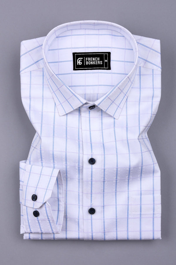 White With Blue Line Check Shirt