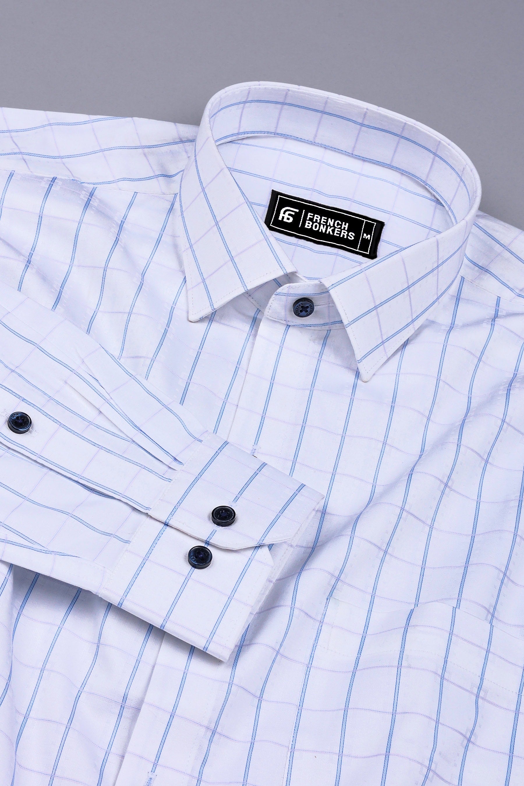 White With Blue Line Check Shirt
