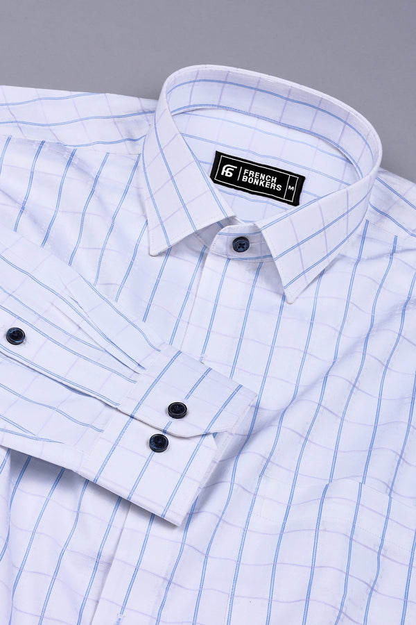 White With Blue Line Check Shirt