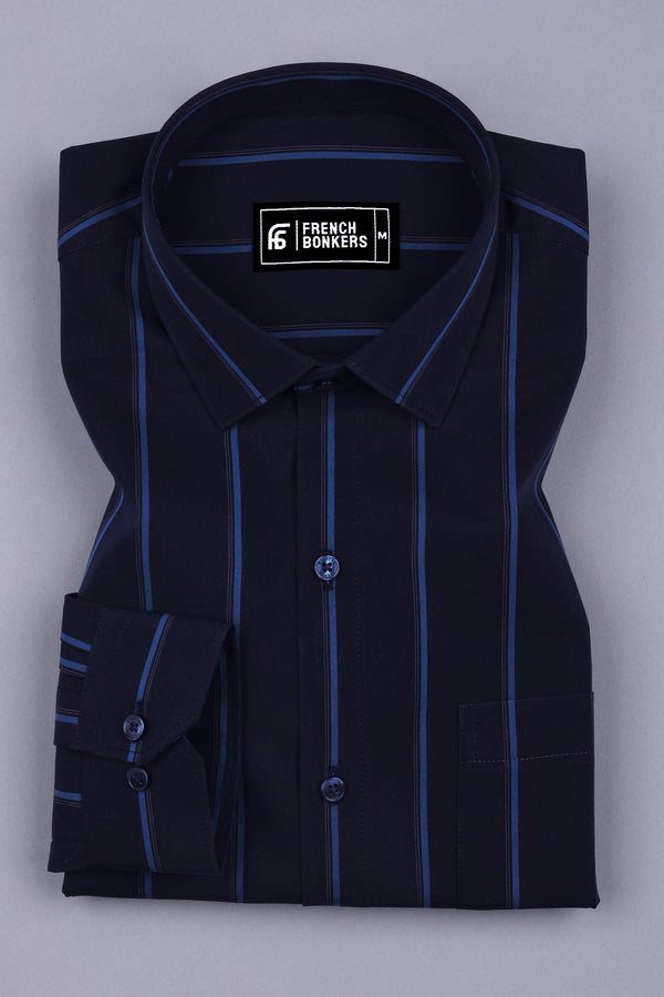 Black With Blue Stripe Cotton Shirt