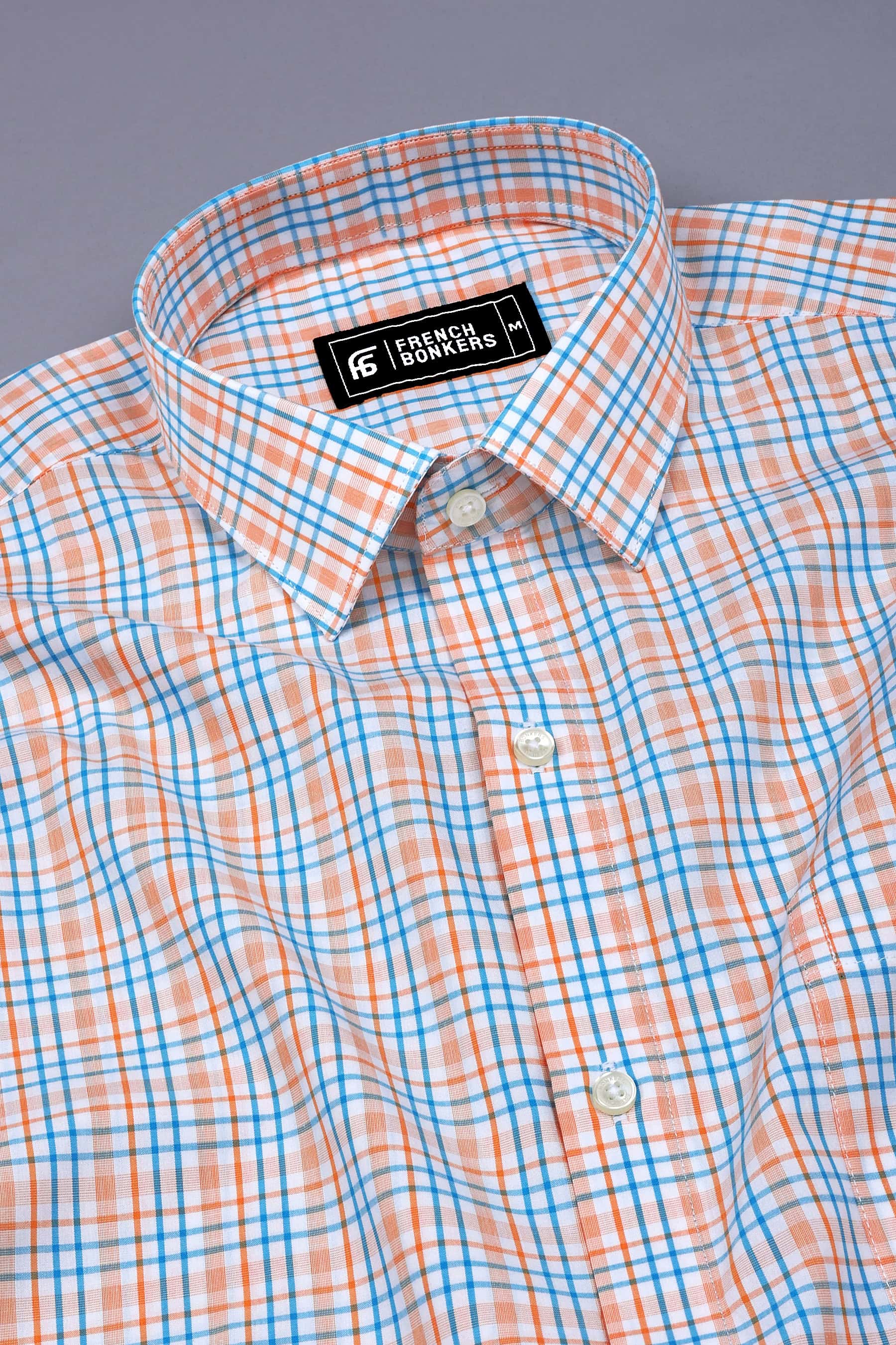 Orange With Blue Check Shirt
