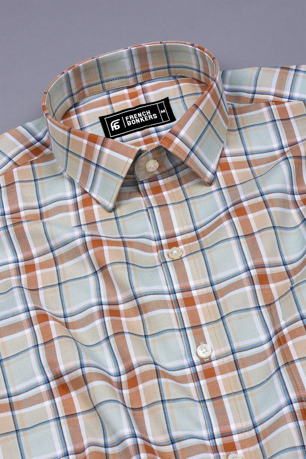 Cream With Brown Check Shirt