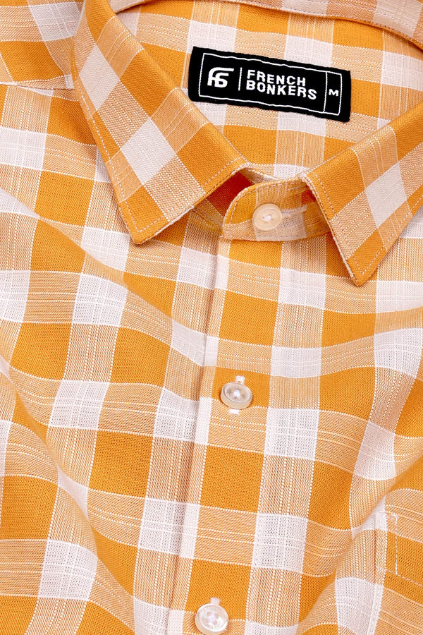 Amber Yellow With White Check Shirt