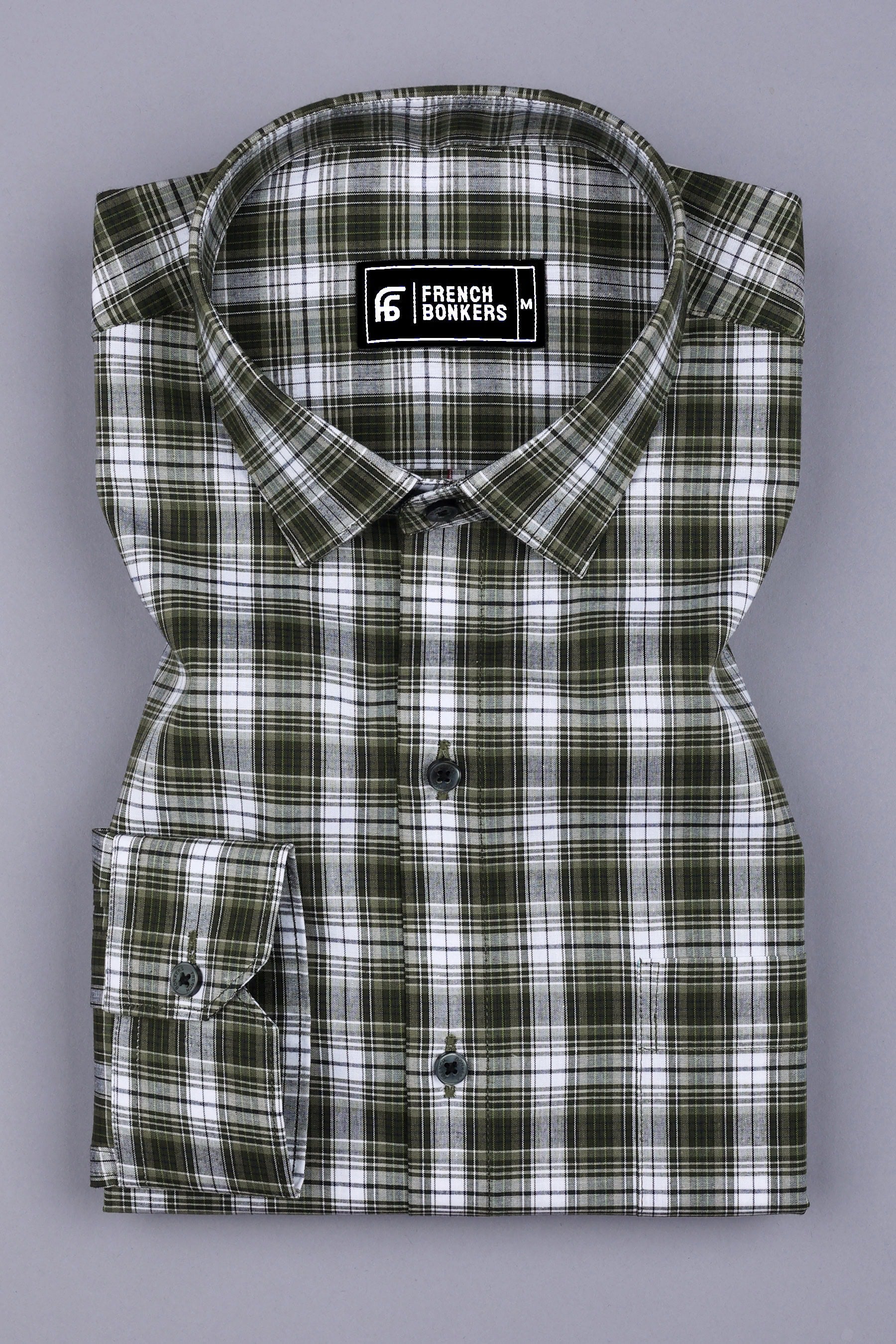 Green With White Check Shirt