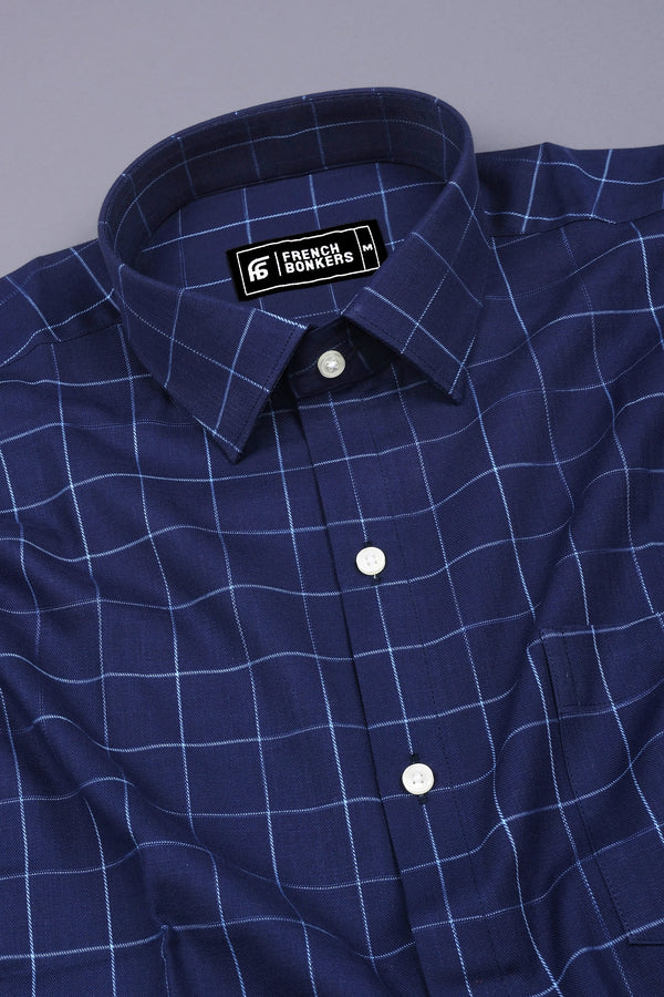 Prussian Blue box Check Shirt