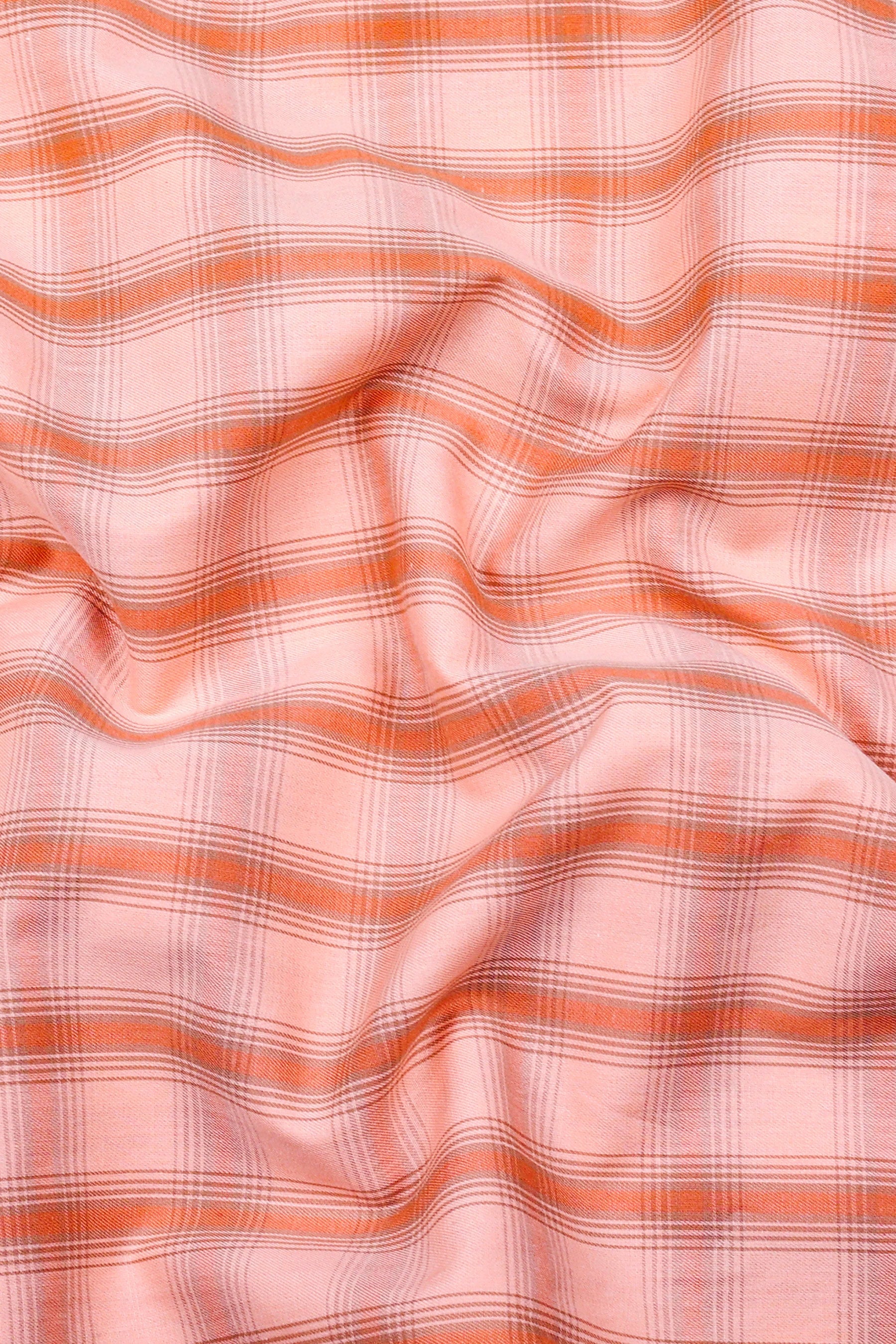 Salmon Pink With Brown Buffalo Check Shirt