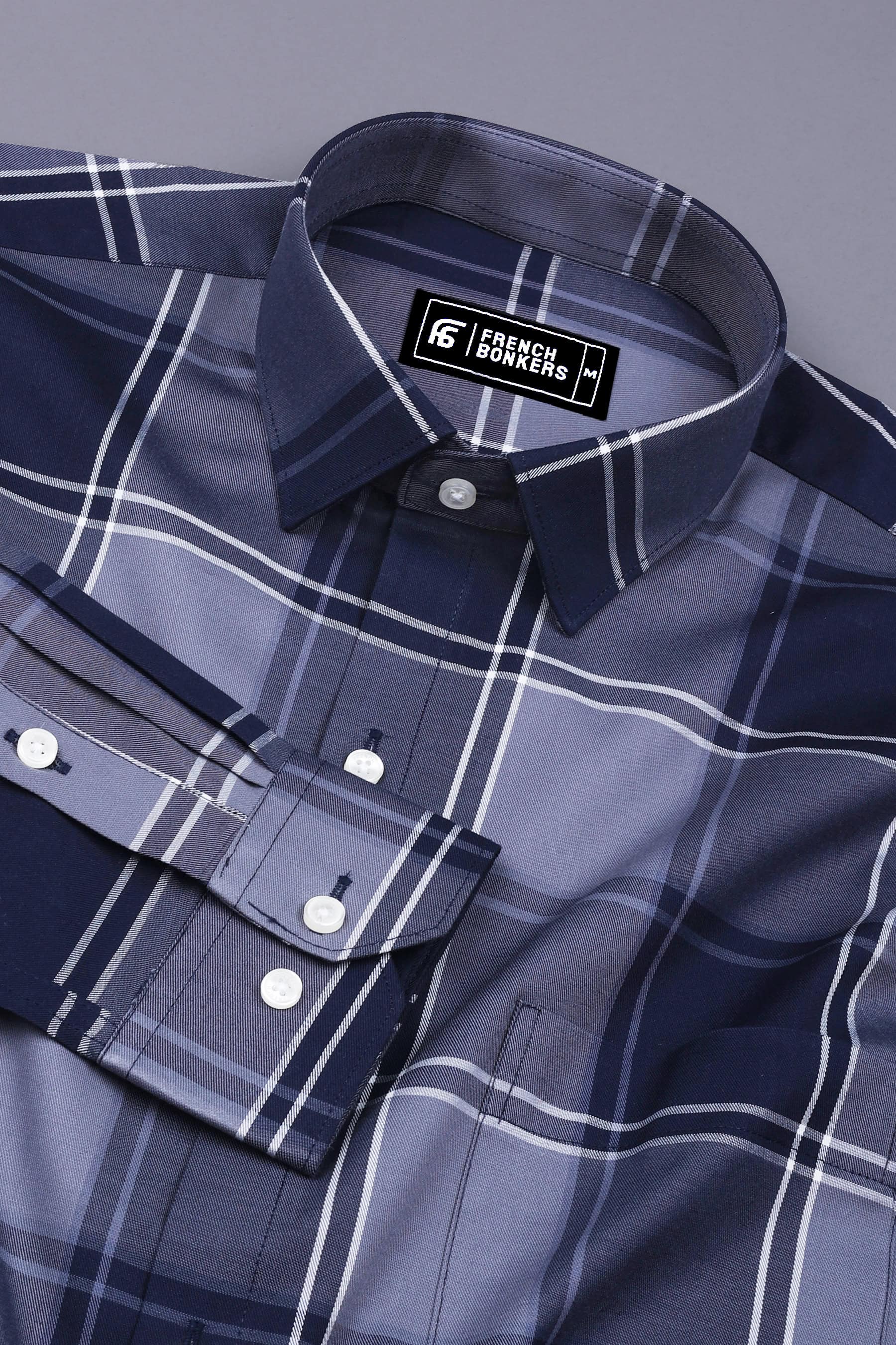 Galaxy Blue with Grey Twill Check Shirt