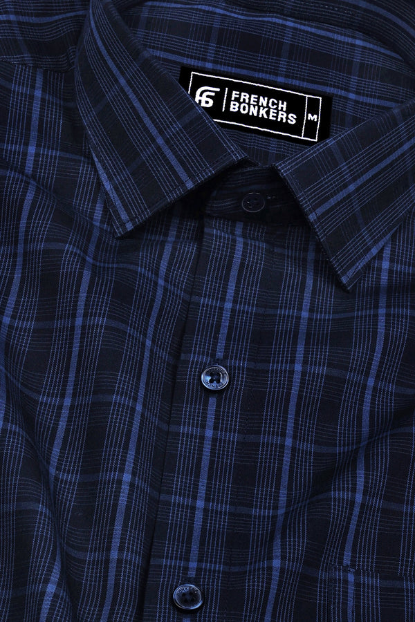 Navyblue With Blue Check Cotton Shirt