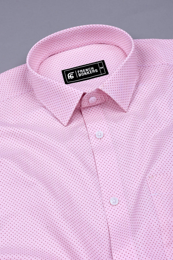 Baby Pink Tringle Printed Cotton Shirt