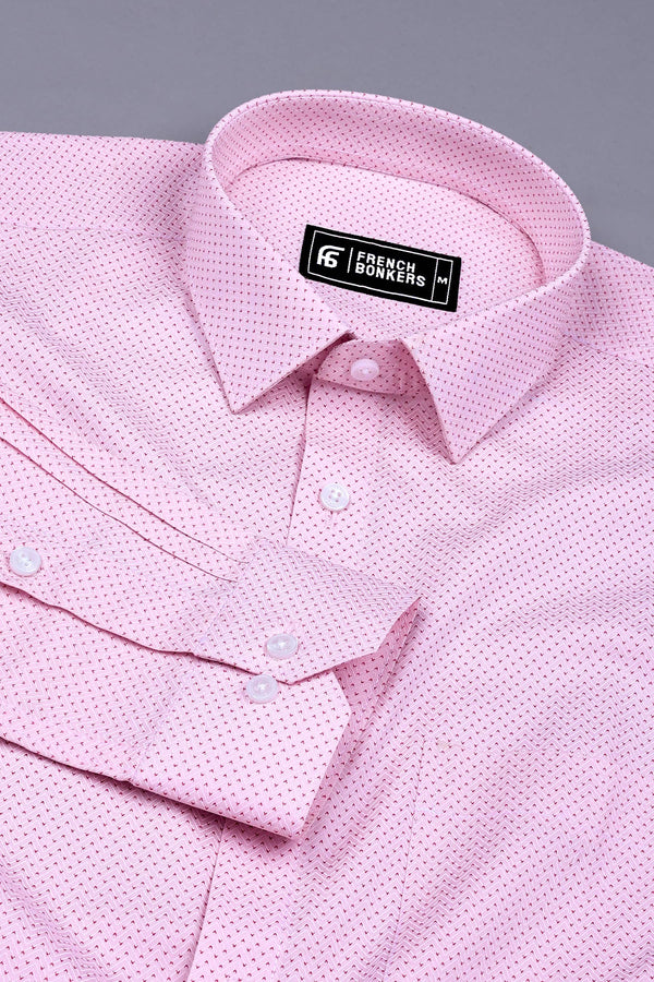 Baby Pink Tringle Printed Cotton Shirt