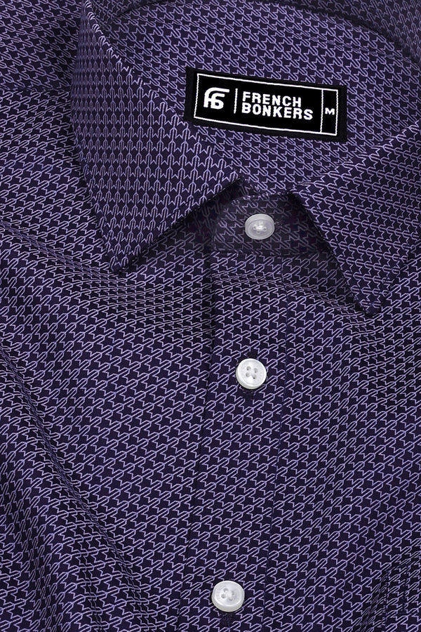 Leon Blue Printed Cotton Shirt