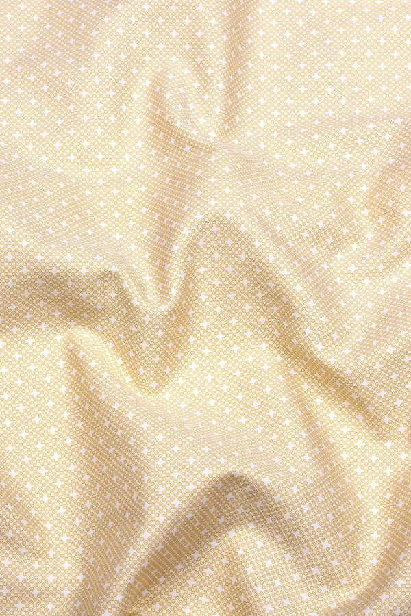 Light Yellow With White Diamond Printed Cotton Shirt