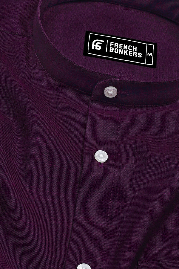 Brinjal Purple Solid Cotton Shirt