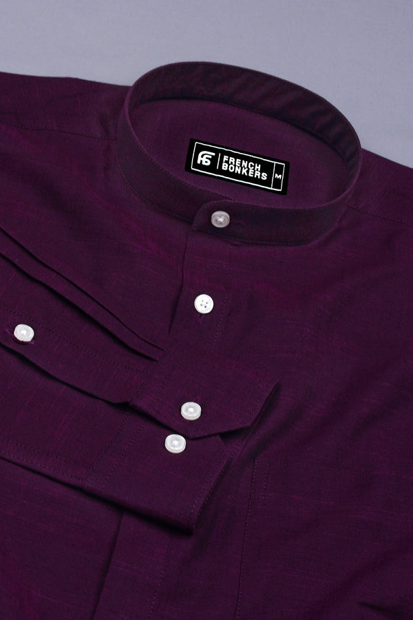 Brinjal Purple Solid Cotton Shirt