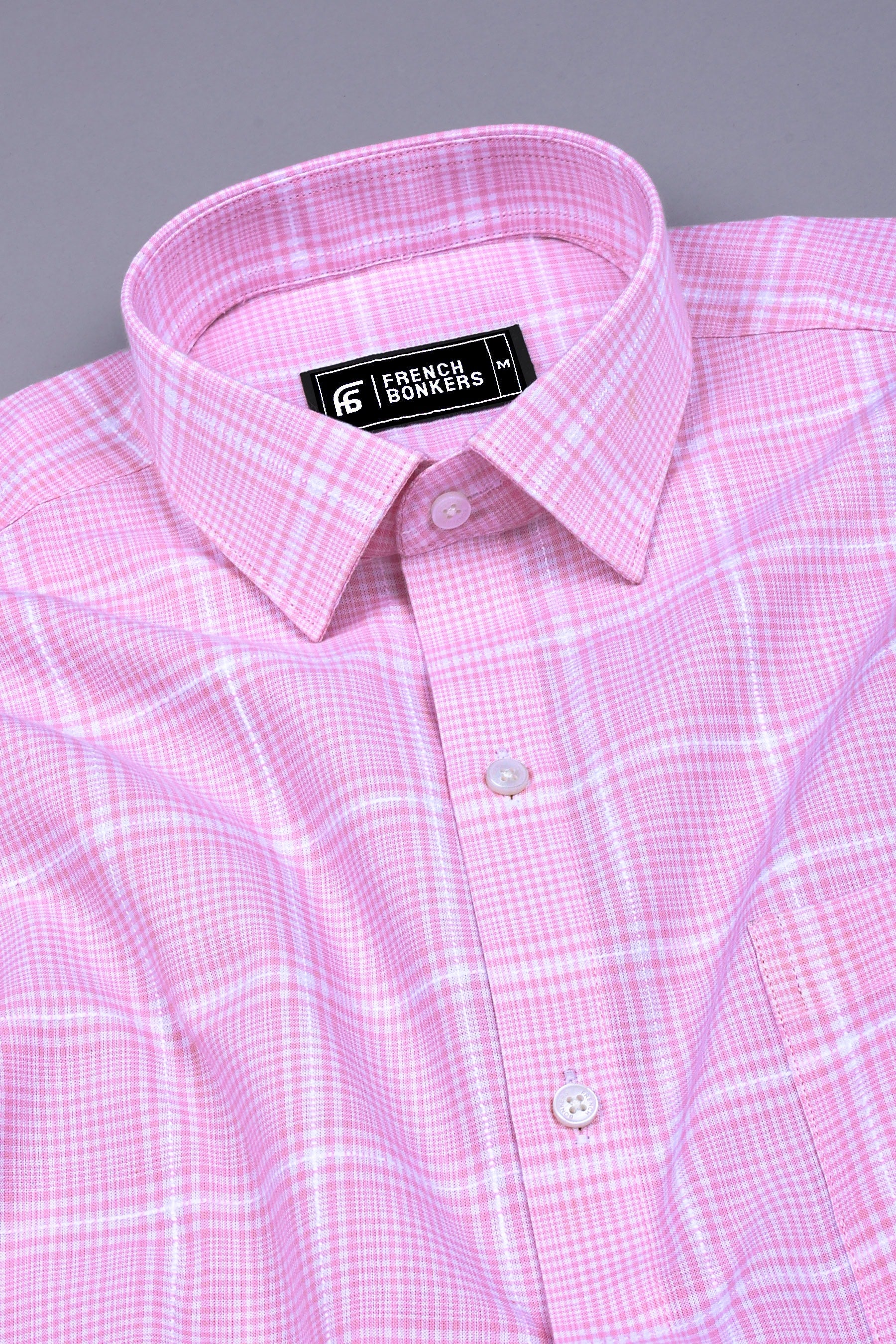 Blush Pink With White Micro Check Shirt