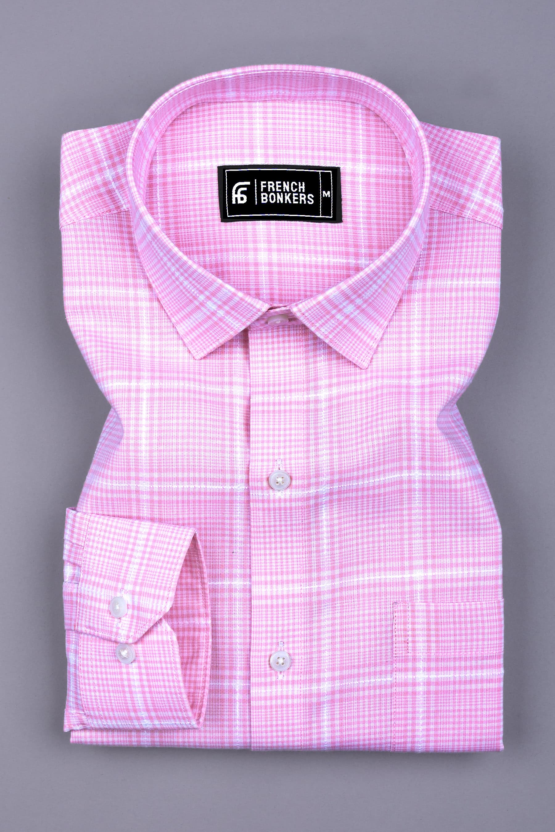 Blush Pink With White Micro Check Shirt