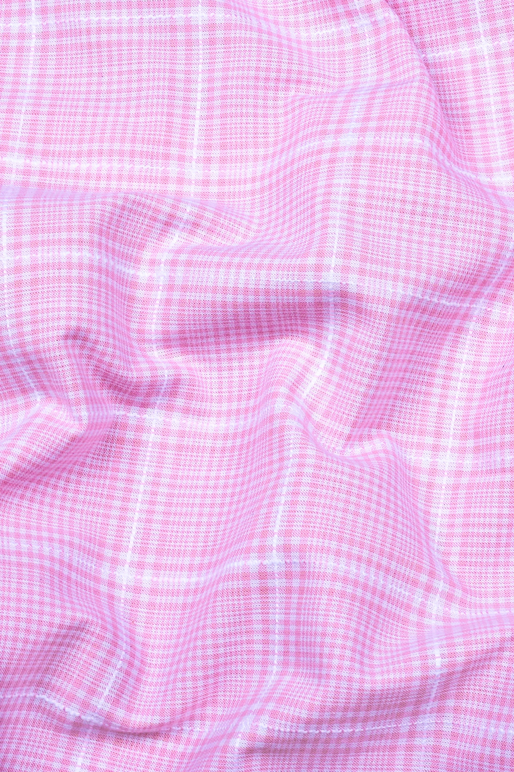 Blush Pink With White Micro Check Shirt