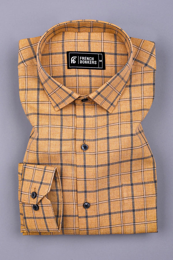 Biscuit Cream With Black Check Shirt