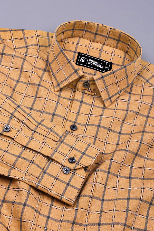 Biscuit Cream With Black Check Shirt