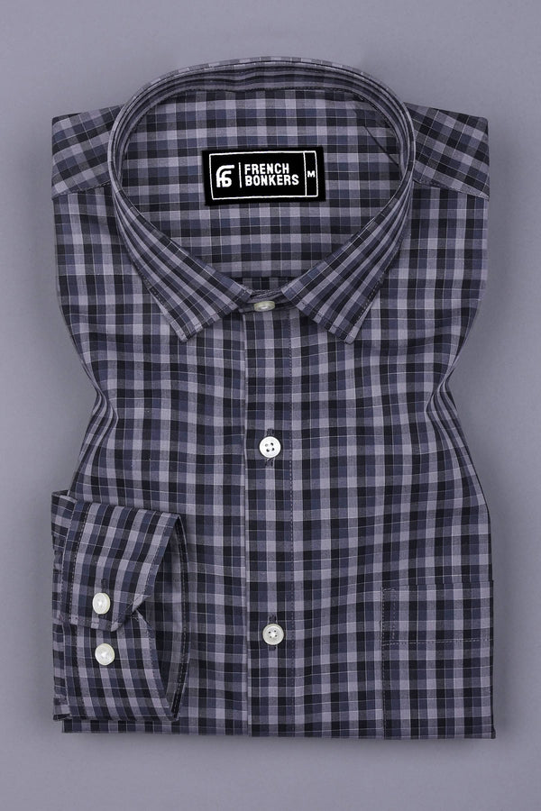 Black With Strom Grey Multi Check Cotton Shirt