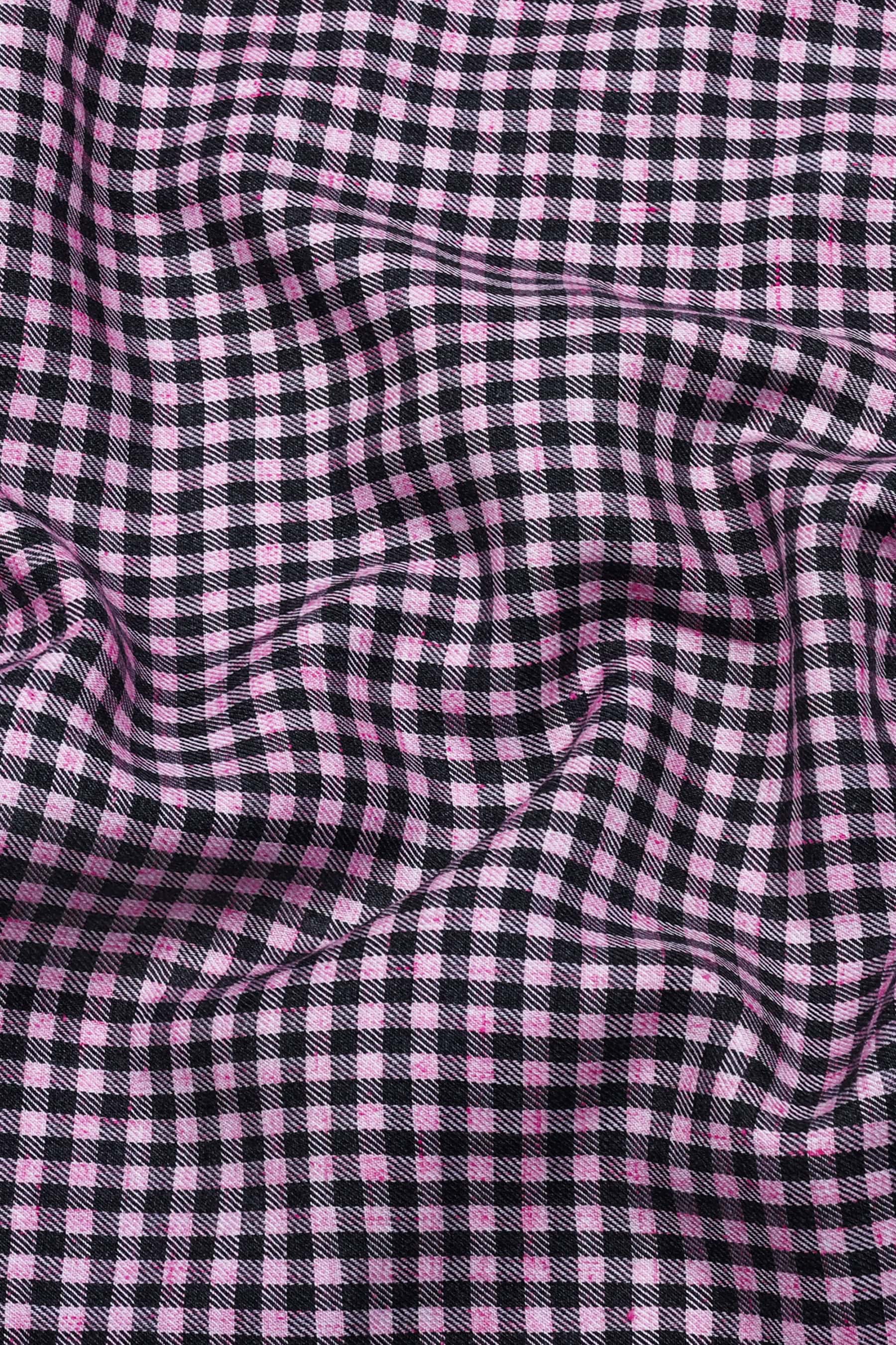 Baby Pink With Black Check Cotton shirt
