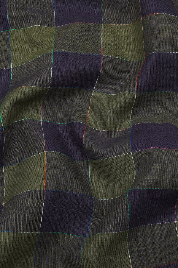 Green With Grey Check Cotton Shirt