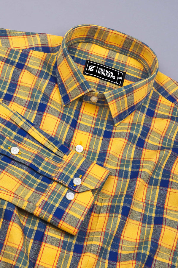 Yellow with blue and Red Buffalo Check Shirt