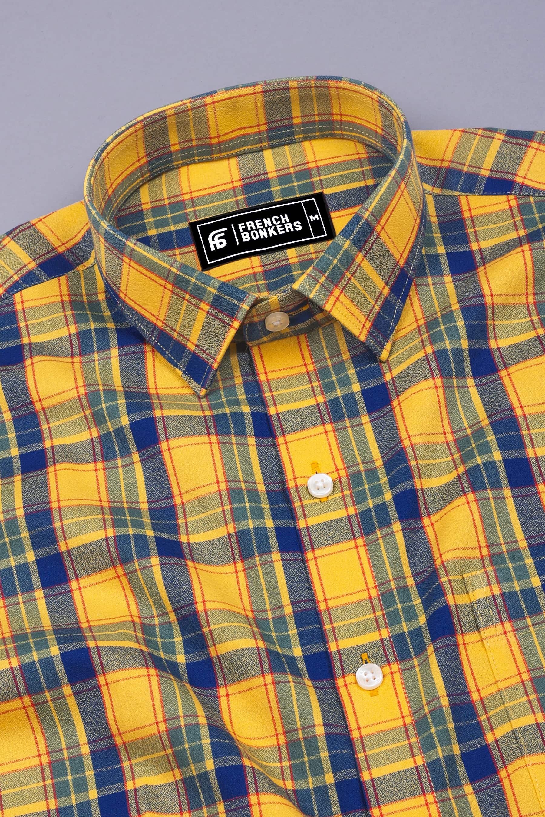 Yellow with blue and Red Buffalo Check Shirt