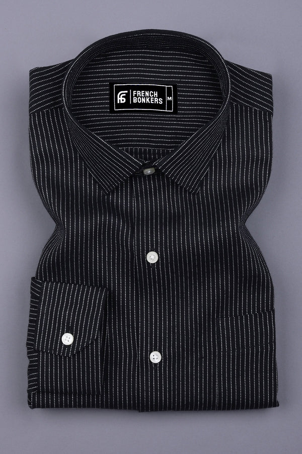 Black With Silver Pin Stripe Shirt
