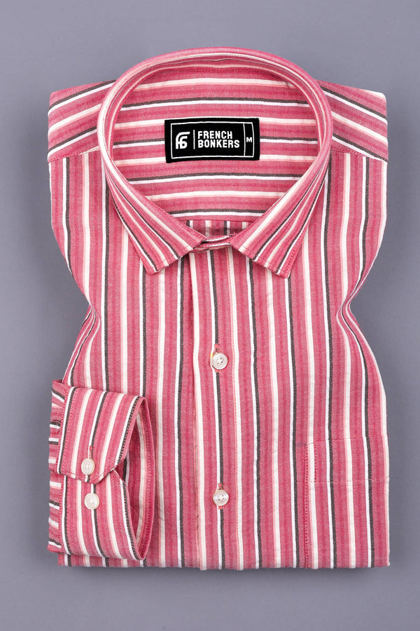 Dusty Rose With Multi Color Stripe Shirt