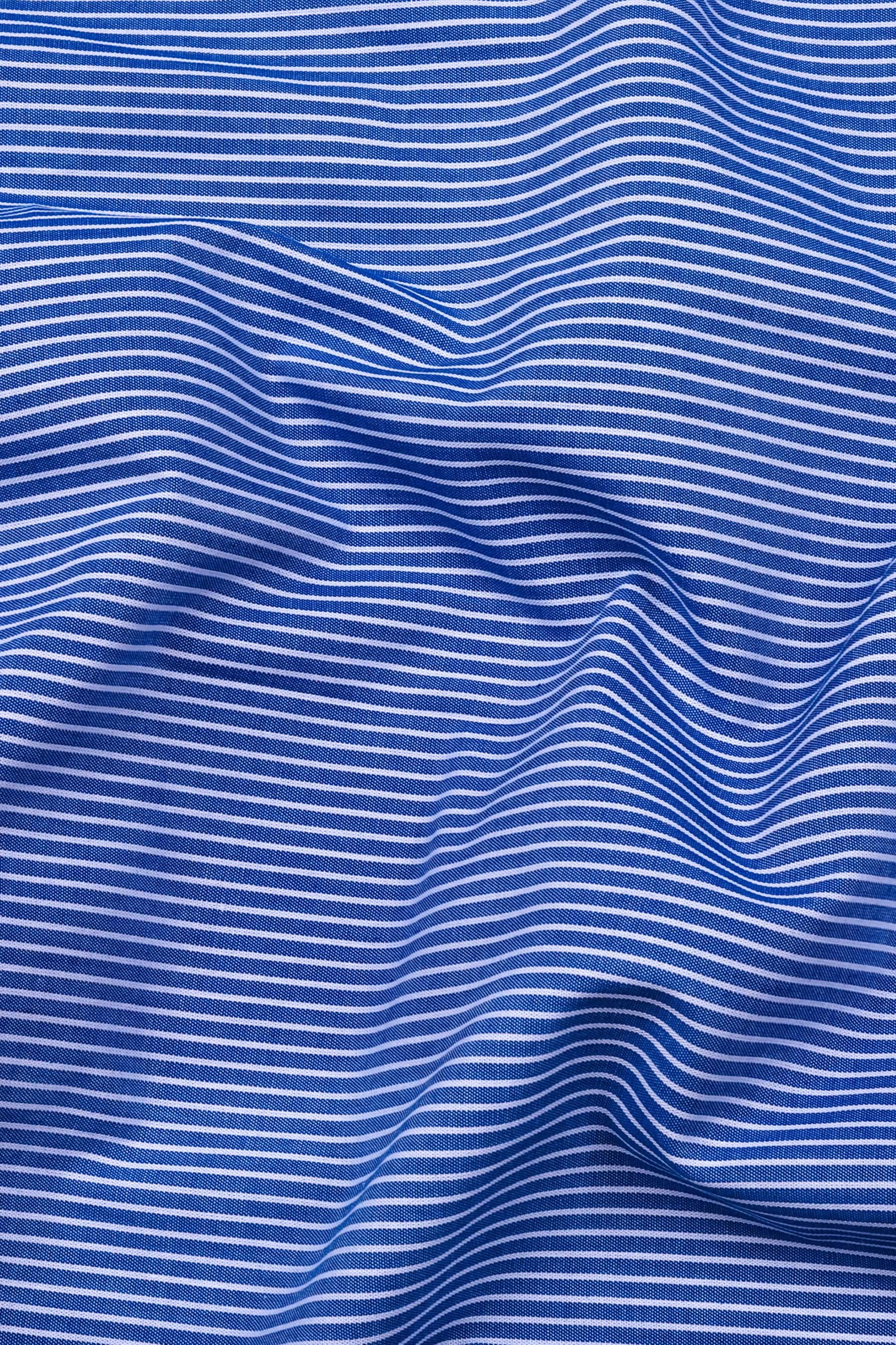 Stone Blue Pencil Stripe Cotton  Shirt