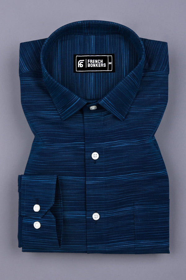 Aquablue With Navyblue Shaded Stripe Shirt