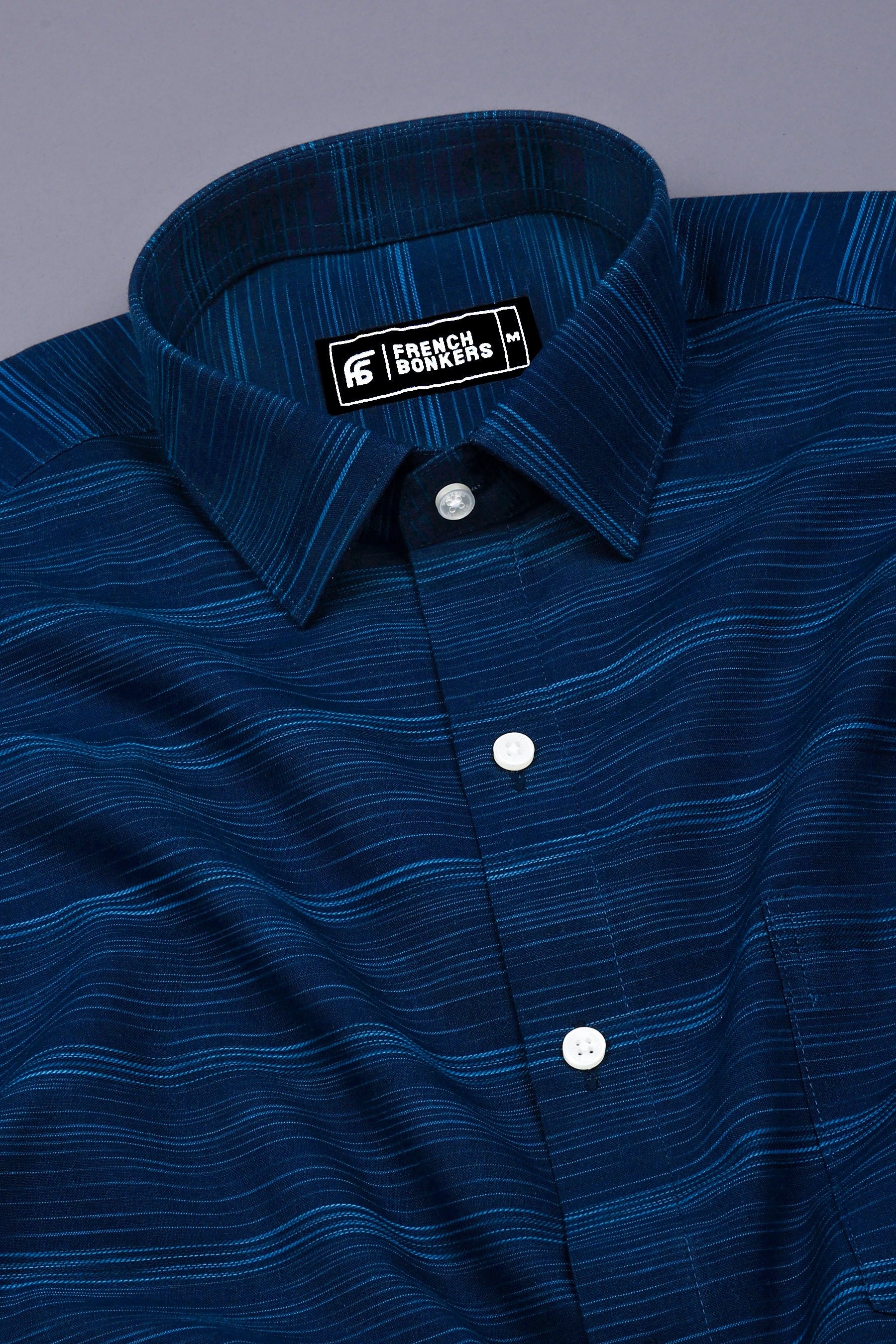 Aquablue With Navyblue Shaded Stripe Shirt
