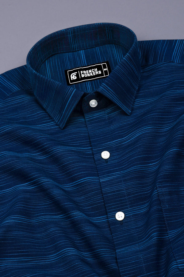 Aquablue With Navyblue Shaded Stripe Shirt
