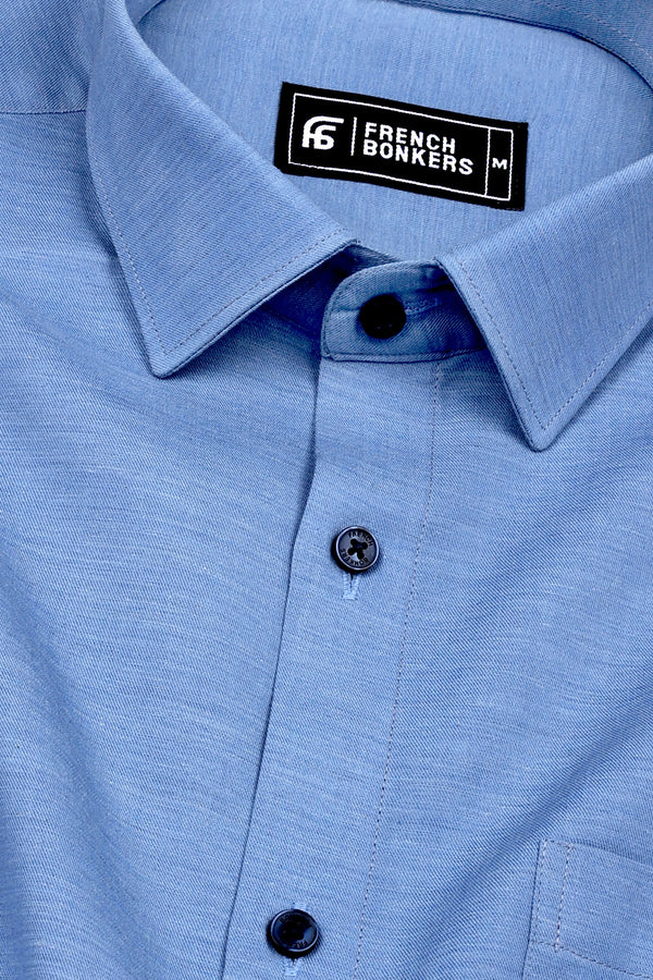 Cloud Blue Solid Cotton Shirt