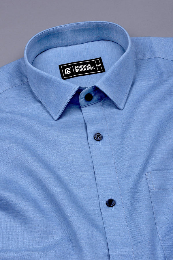 Cloud Blue Solid Cotton Shirt