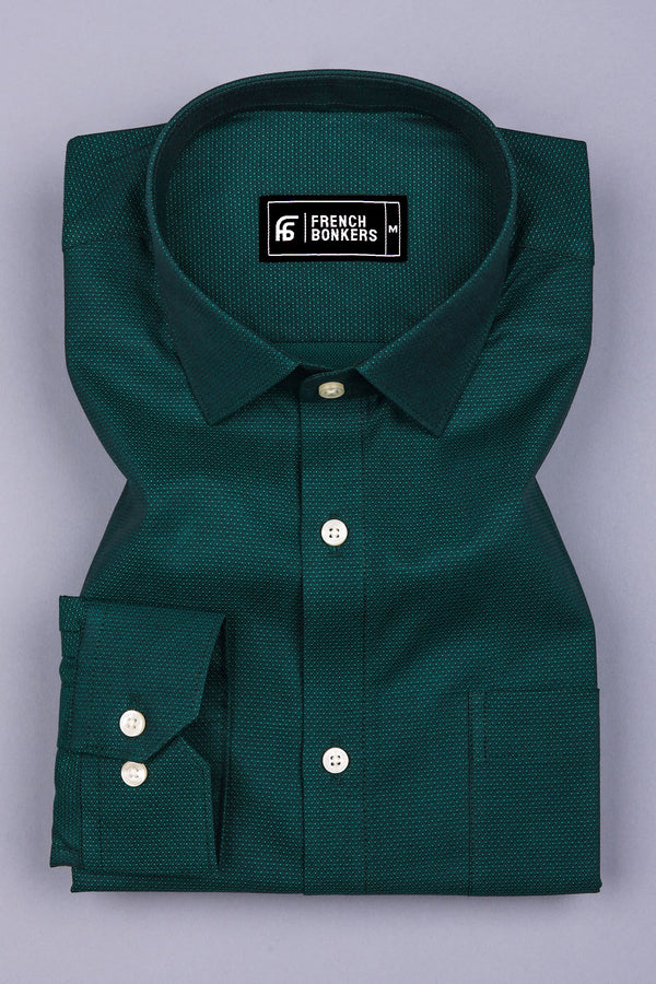 Green Diamond Jacquard Textured Shirt