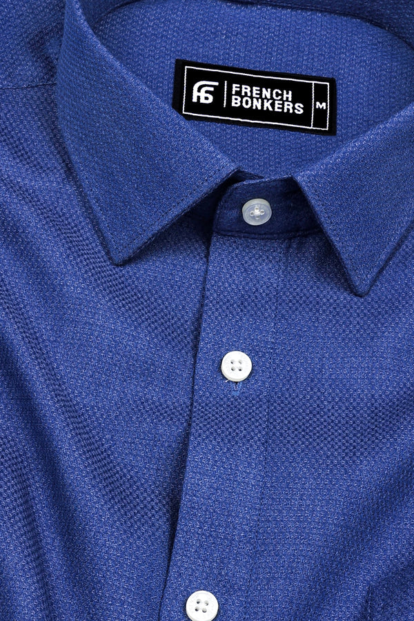 Steel Blue Solid Cotton Shirt