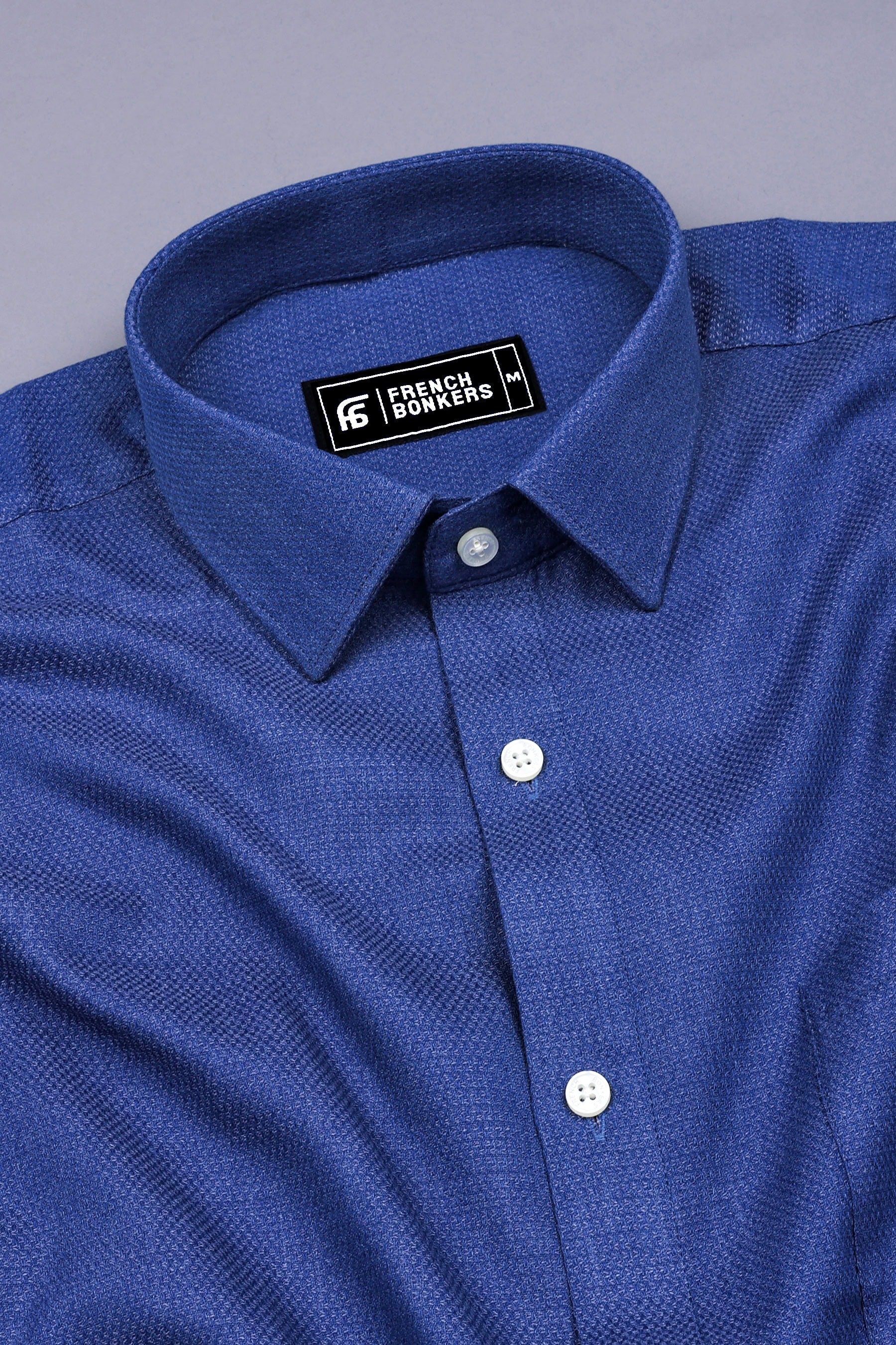 Steel Blue Solid Cotton Shirt