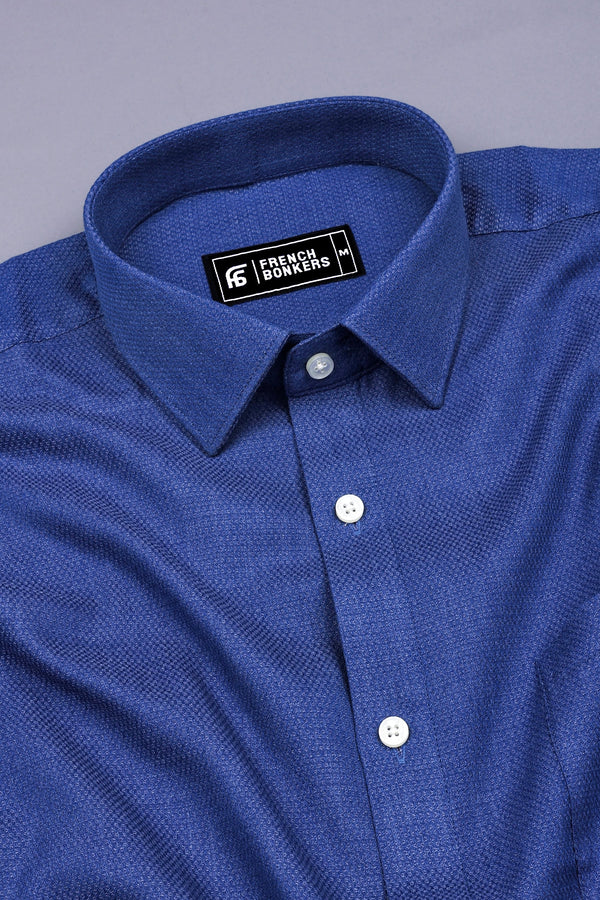 Steel Blue Solid Cotton Shirt