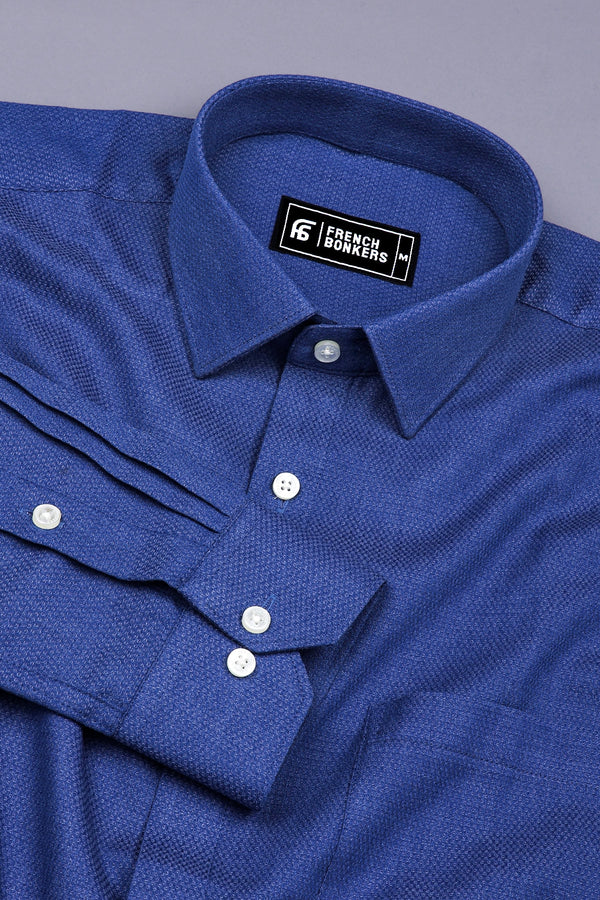 Steel Blue Solid Cotton Shirt