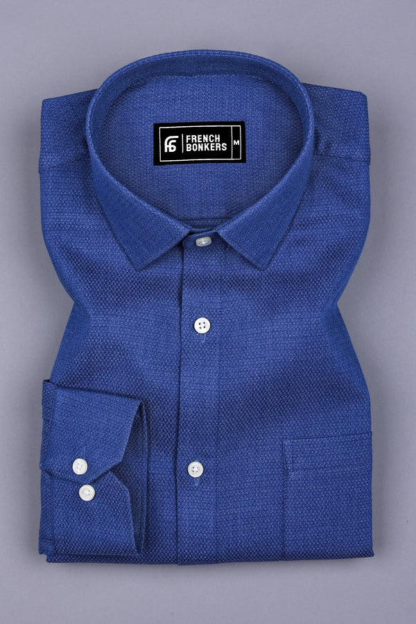 Steel Blue Solid Cotton Shirt