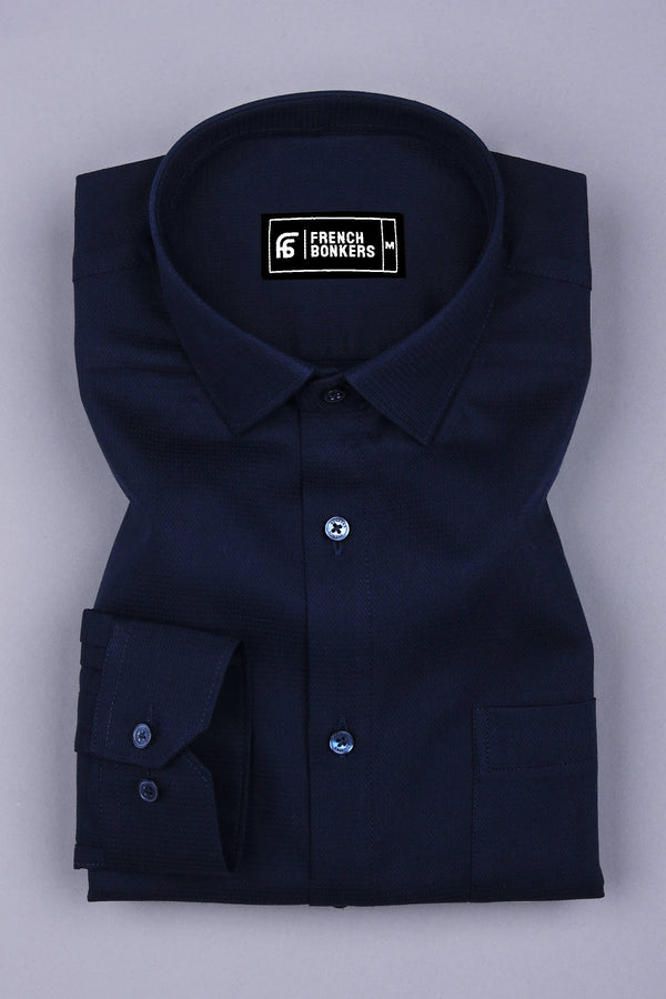 Dark Blue Python Shaped Cotton Shirt