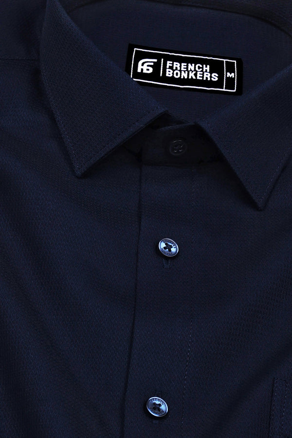 Dark Blue Python Shaped Cotton Shirt
