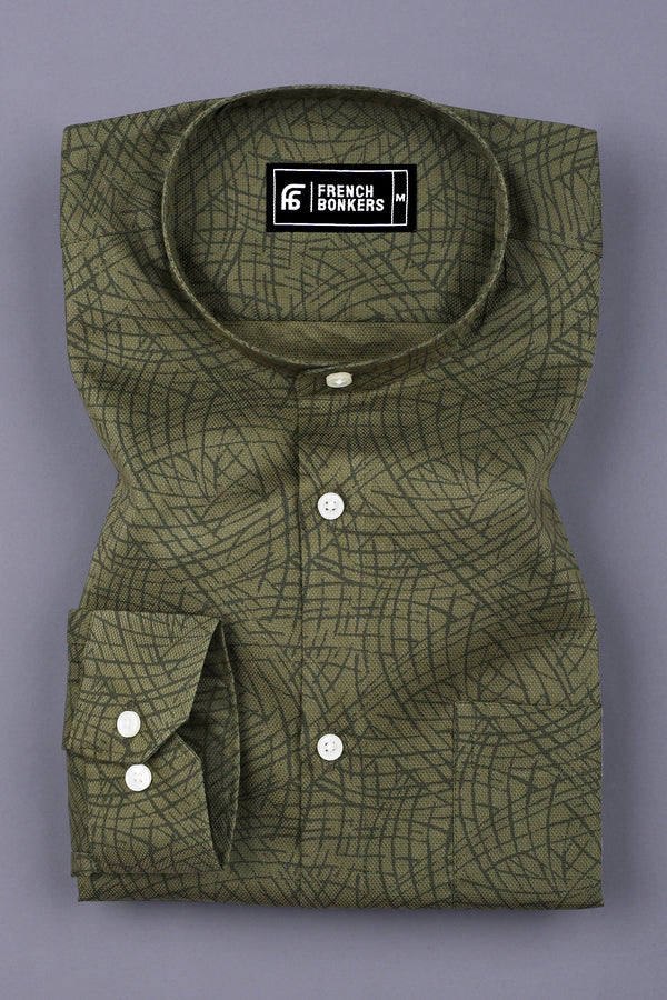 Green Random Line Printed Shirt