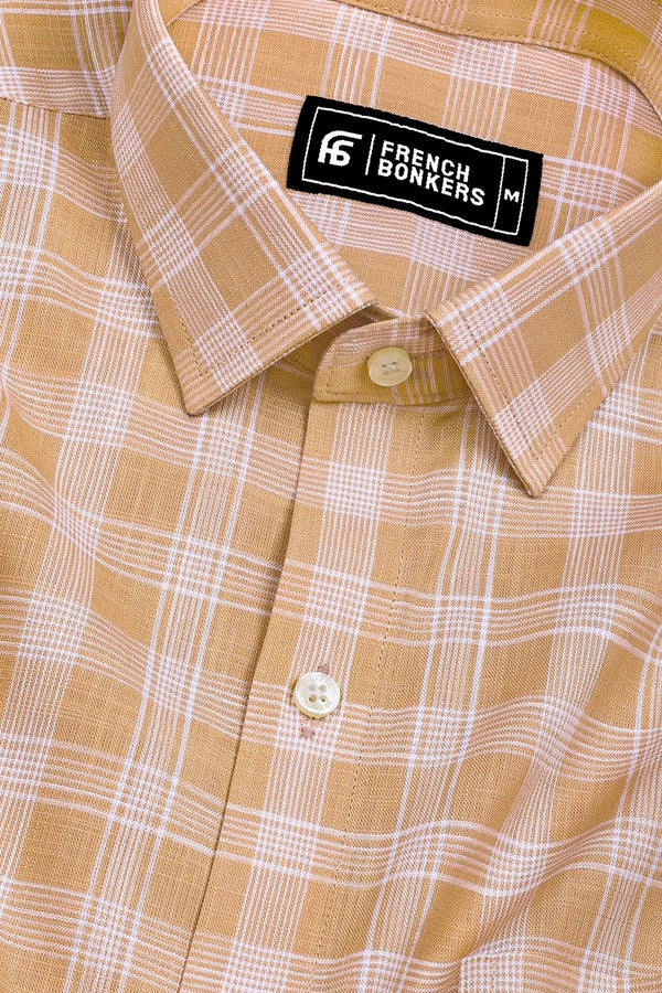 Sandstone  Brown with White Box Check Shirt