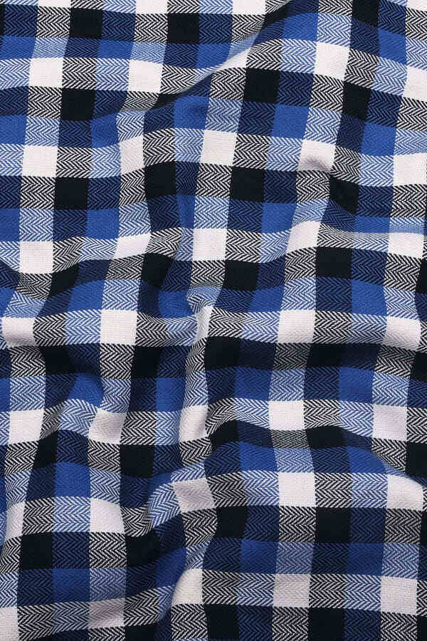 Ingrid Blue Herringbone Pattern Check Shirt