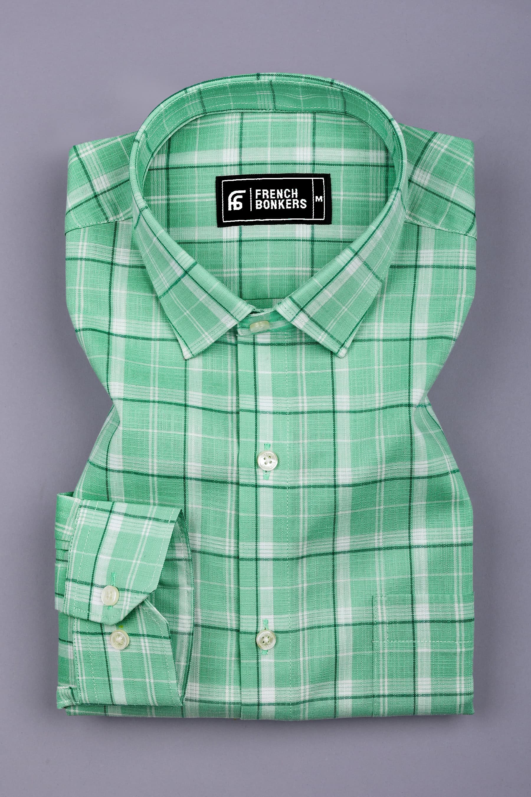 Zesta Green Windowpane Check Cotton Shirt