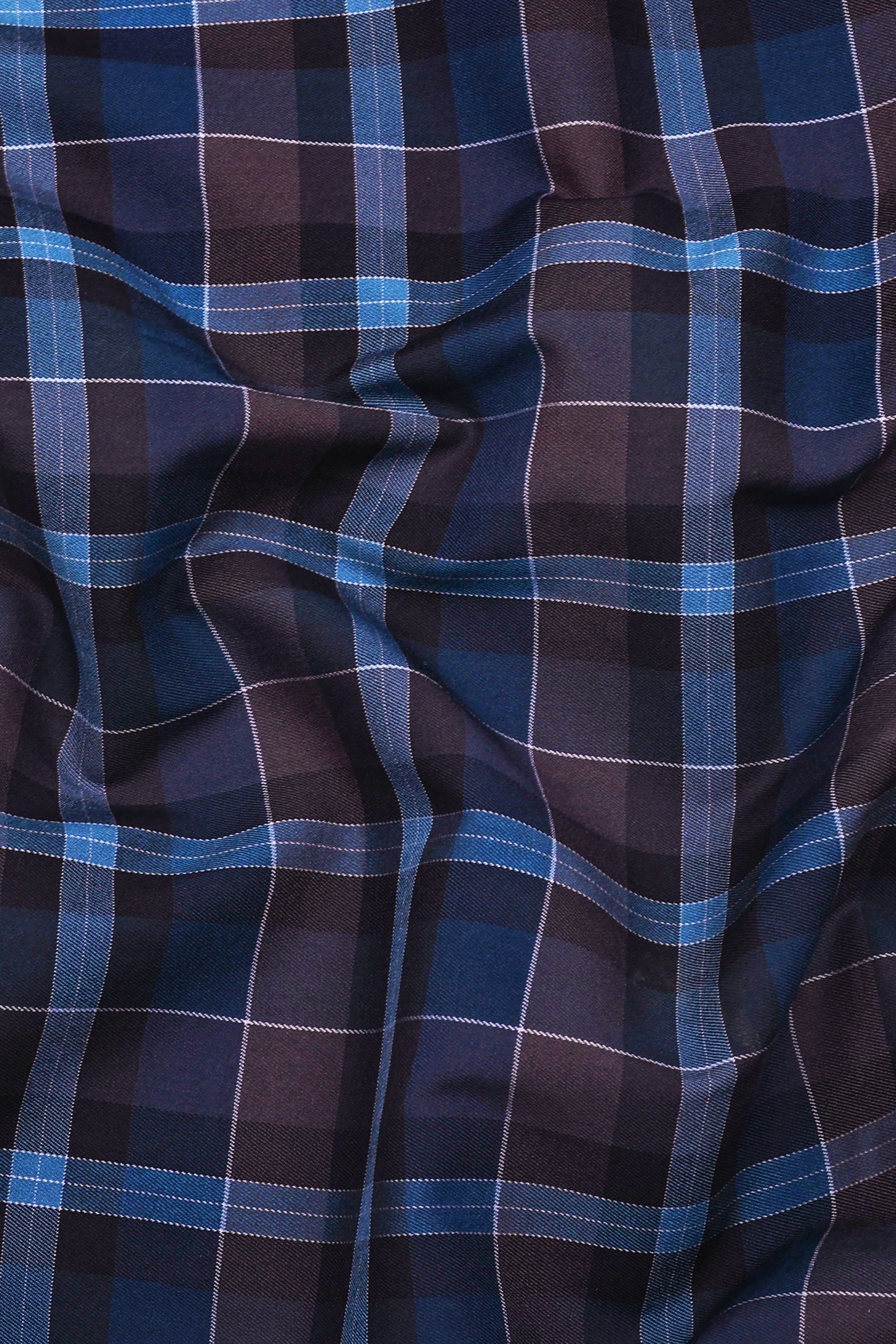 Steel Night Blue and Brown Box Check Shirt