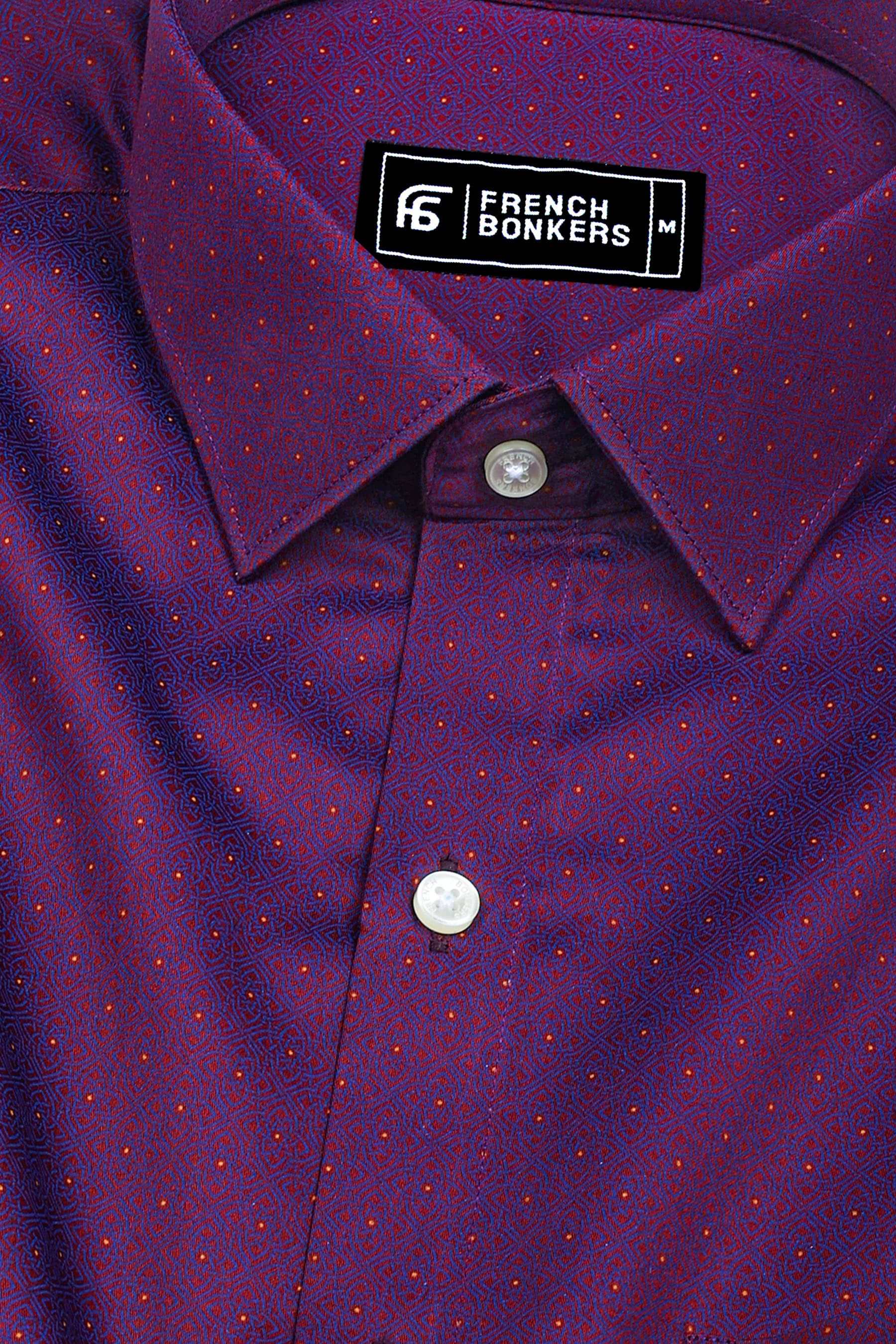 Persian Marron with Blue Jacquard Pattern Shirt